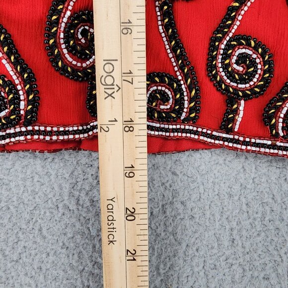 Vintage Stenay Beaded 100% Silk Jacket Mardi Gras Red Black Size PL - Picture 10 of 16